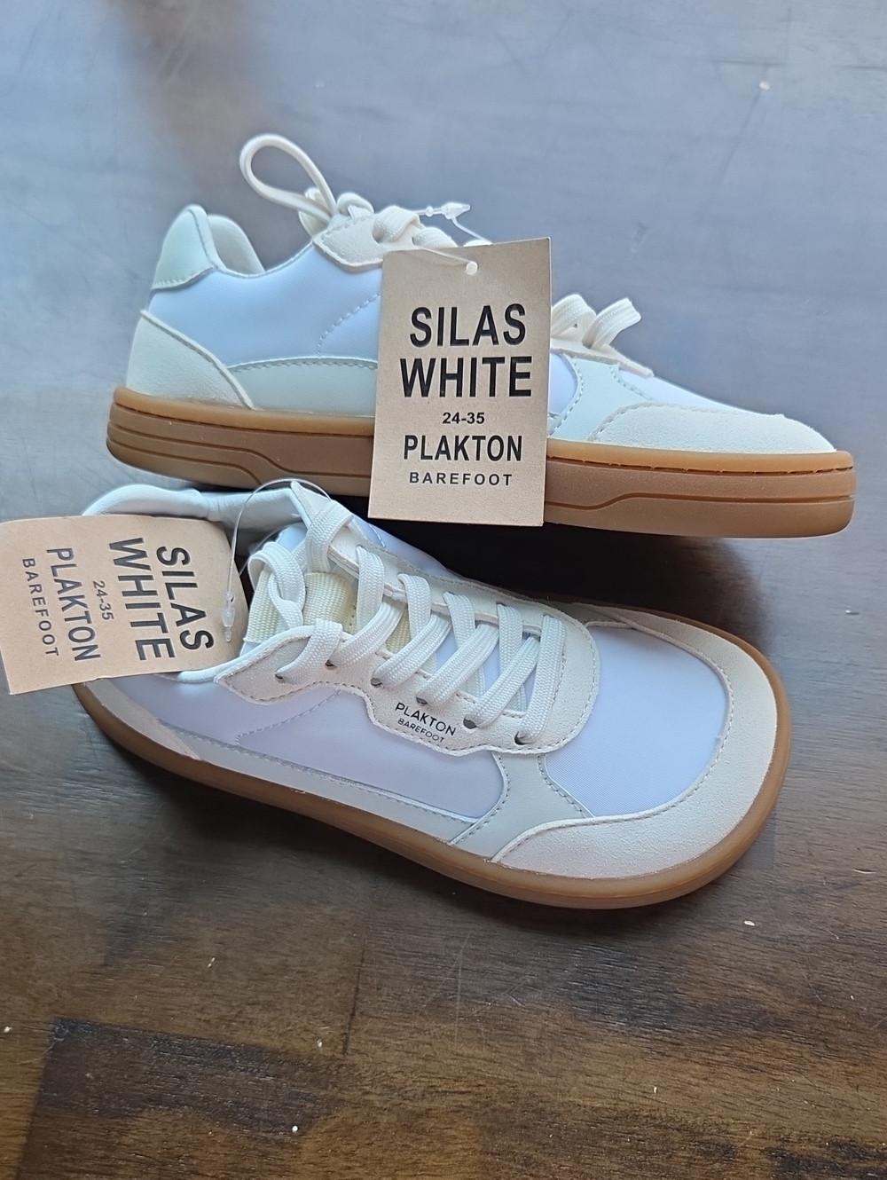 Plakton Size 13 Silas White Low-Top Sneakers with Gum Sole NEW